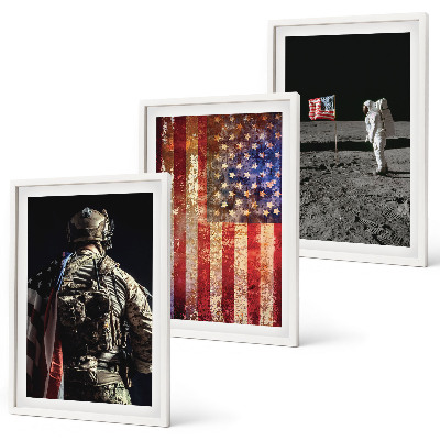 Gerahmtes bilderset Amerikanische Symbole, USA-Flagge
