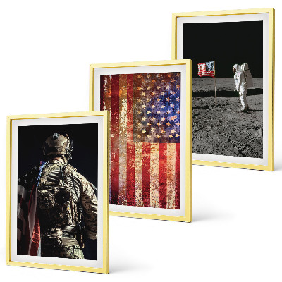 Gerahmtes bilderset Amerikanische Symbole, USA-Flagge