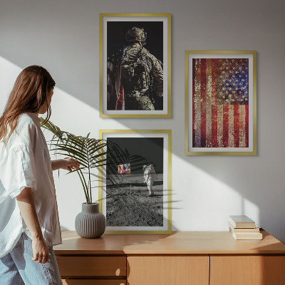 Gerahmtes bilderset Amerikanische Symbole, USA-Flagge