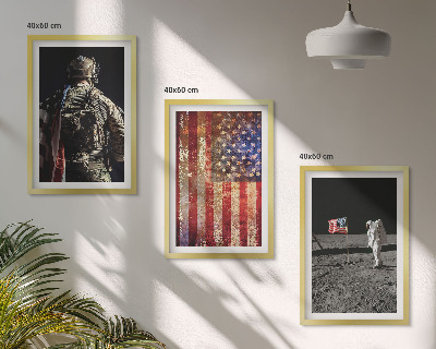 Gerahmtes bilderset Amerikanische Symbole, USA-Flagge