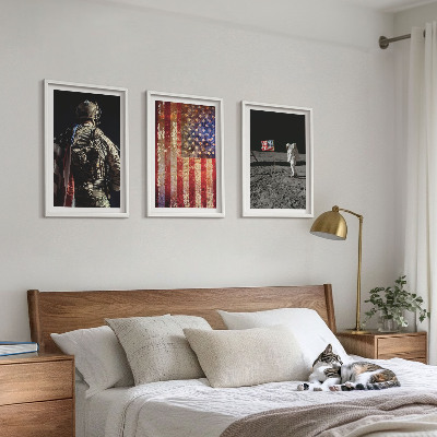 Gerahmtes bilderset Amerikanische Symbole, USA-Flagge