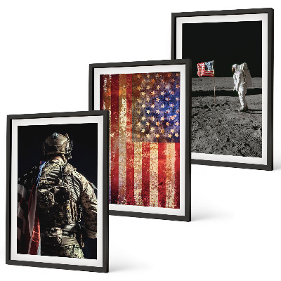 Gerahmtes bilderset Amerikanische Symbole, USA-Flagge