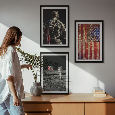 Gerahmtes bilderset Amerikanische Symbole, USA-Flagge