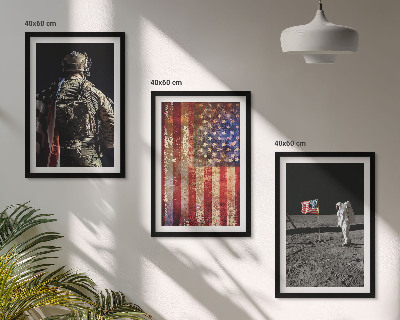 Gerahmtes bilderset Amerikanische Symbole, USA-Flagge