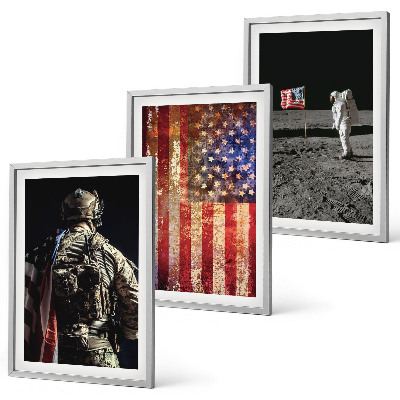 Gerahmtes bilderset Amerikanische Symbole, USA-Flagge