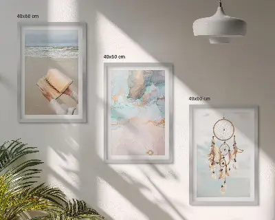 Abstraktes Meeresbuch Boho Bilder-3er-Set mit Rahmen