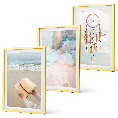 Bilder-3er-set mit rahmen Abstraktes Meeresbuch Boho