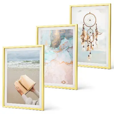 Abstraktes Meeresbuch Boho Bilder-3er-Set mit Rahmen