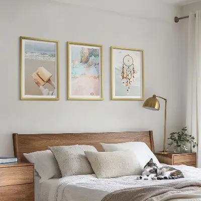 Abstraktes Meeresbuch Boho Bilder-3er-Set mit Rahmen