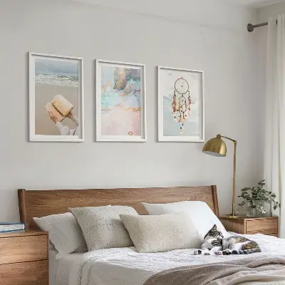 Abstraktes Meeresbuch Boho Bilder-3er-Set mit Rahmen
