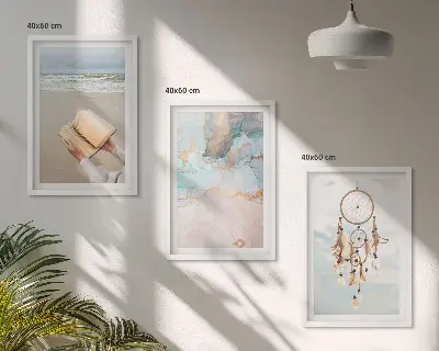Abstraktes Meeresbuch Boho Bilder-3er-Set mit Rahmen