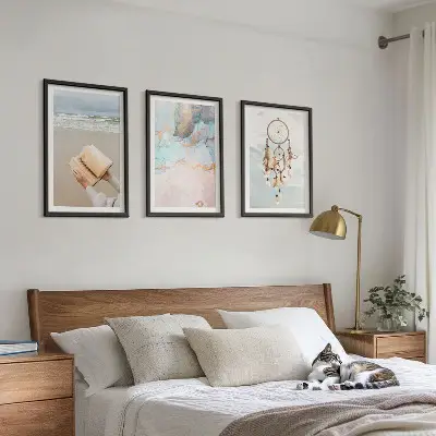 Abstraktes Meeresbuch Boho Bilder-3er-Set mit Rahmen