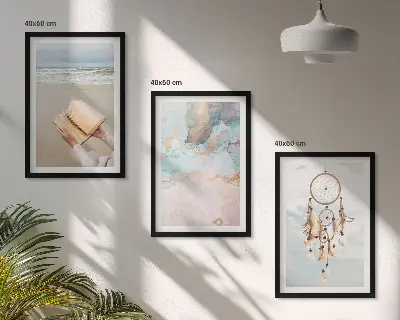 Abstraktes Meeresbuch Boho Bilder-3er-Set mit Rahmen