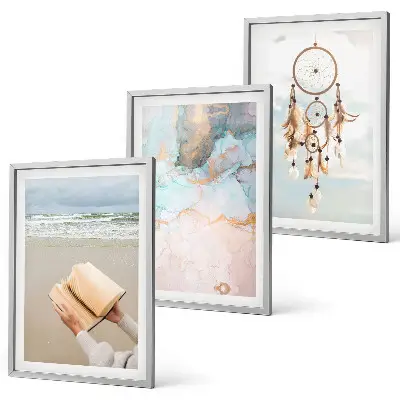 Abstraktes Meeresbuch Boho Bilder-3er-Set mit Rahmen