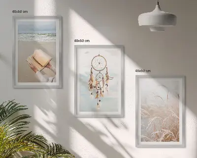 Gerahmtes Bilderset mit friedlichen sommerlichen Boho-Landschaften