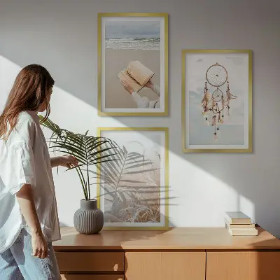 Gerahmtes Bilderset mit friedlichen sommerlichen Boho-Landschaften