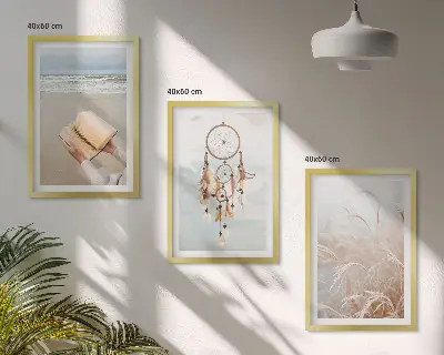 Gerahmtes Bilderset mit friedlichen sommerlichen Boho-Landschaften