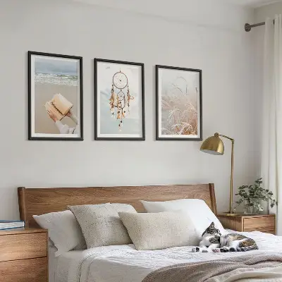 Gerahmtes Bilderset mit friedlichen sommerlichen Boho-Landschaften