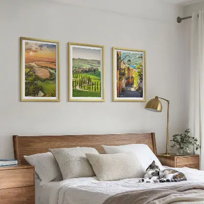 Gerahmtes Bilderset italienische Landschaften mit Flussstraße
