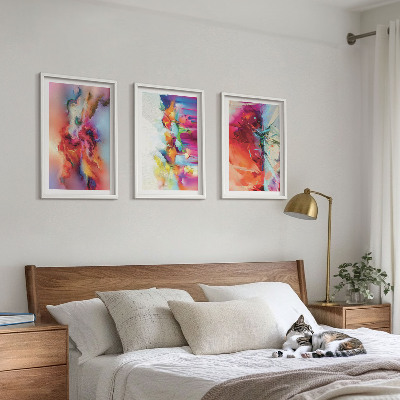 Bilder-3er-set mit rahmen Farbenfrohe Abstraktionen der Form