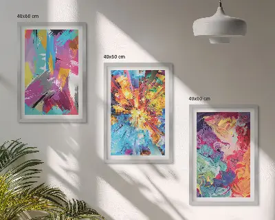 Bunte abstrakte Farbmuster 3er-Set Bilder mit Rahmen