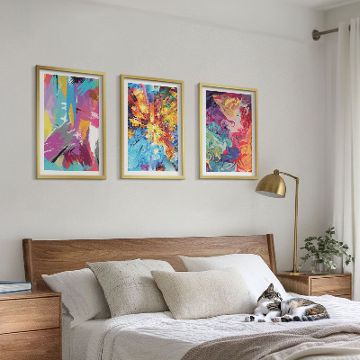 Bilder-3er-set mit rahmen Bunte abstrakte Farbmuster