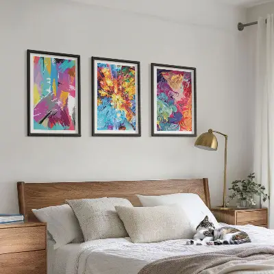 Bunte abstrakte Farbmuster 3er-Set Bilder mit Rahmen