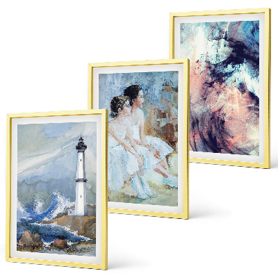 Bilder-3er-set mit rahmen Leuchtturm-Abstrakte Tänzerin