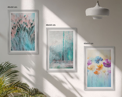 Bilder-3er-set mit rahmen Hintergrundmuster mit Pastellblumen