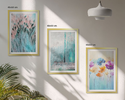 Bilder-3er-set mit rahmen Hintergrundmuster mit Pastellblumen