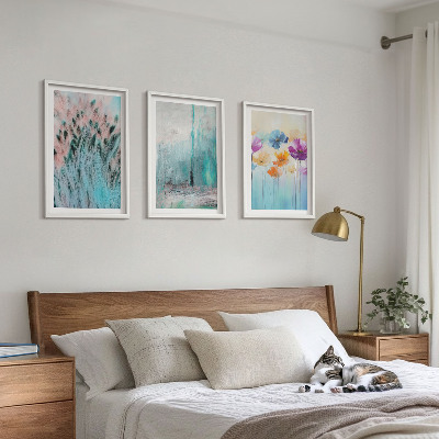 Bilder-3er-set mit rahmen Hintergrundmuster mit Pastellblumen