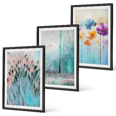 Bilder-3er-set mit rahmen Hintergrundmuster mit Pastellblumen