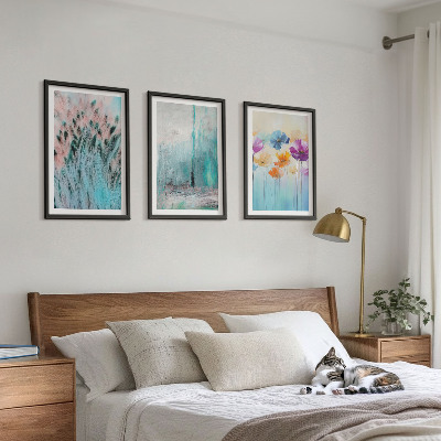 Bilder-3er-set mit rahmen Hintergrundmuster mit Pastellblumen