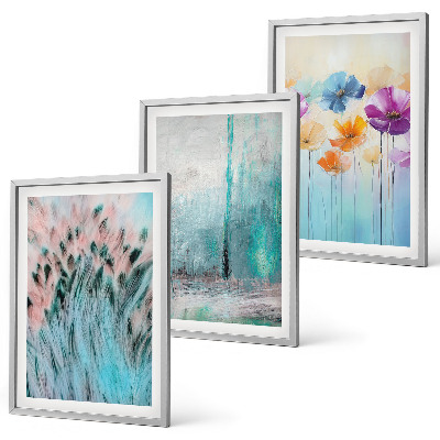 Bilder-3er-set mit rahmen Hintergrundmuster mit Pastellblumen