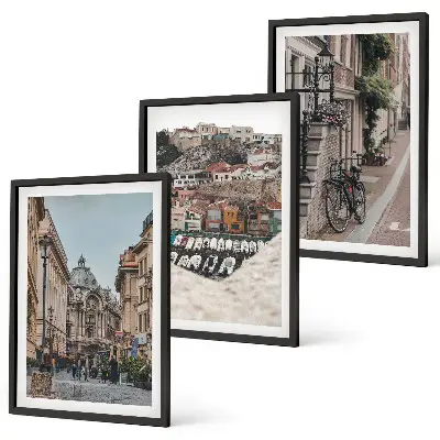 Gerahmtes Bilderset mit dem Motiv Die charmanten Straßen des Hafens der Stadt