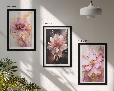 Gerahmtes bilderset Blumenkompositionen aus Rosen und Weiß