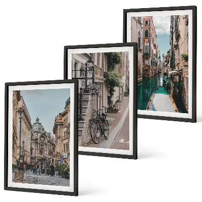 Venedigs Wasserstraßen Bilder-3er-Set mit Rahmen
