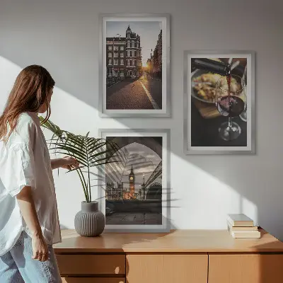 Gerahmtes Bilderset mit Motiven von Essen in London