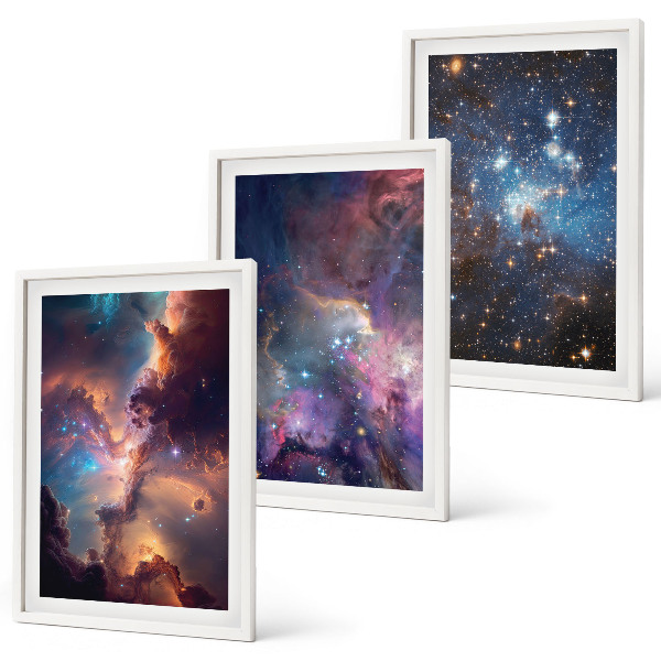 Bilder-3er-set mit rahmen Kosmische Sternenlandschaften