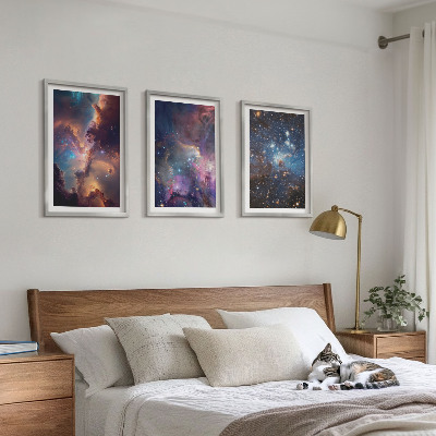 Bilder-3er-set mit rahmen Kosmische Sternenlandschaften