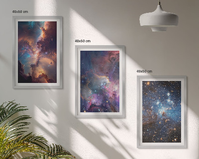 Bilder-3er-set mit rahmen Kosmische Sternenlandschaften