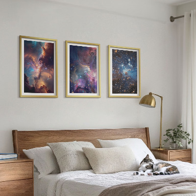 Bilder-3er-set mit rahmen Kosmische Sternenlandschaften