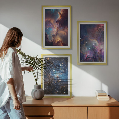 Bilder-3er-set mit rahmen Kosmische Sternenlandschaften