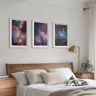 Bilder-3er-set mit rahmen Kosmische Sternenlandschaften