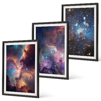Bilder-3er-set mit rahmen Kosmische Sternenlandschaften