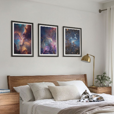 Bilder-3er-set mit rahmen Kosmische Sternenlandschaften