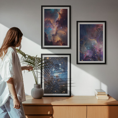 Bilder-3er-set mit rahmen Kosmische Sternenlandschaften