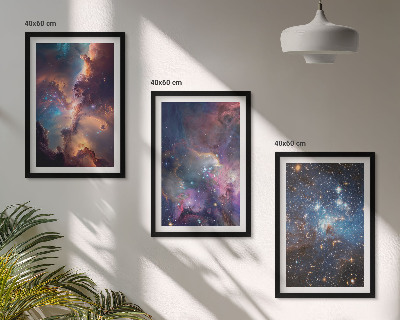 Bilder-3er-set mit rahmen Kosmische Sternenlandschaften