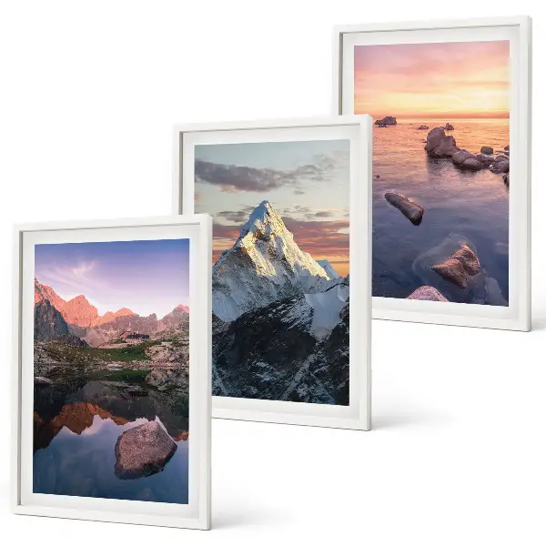 Berglandschaften Bilder-3er-Set mit Rahmen