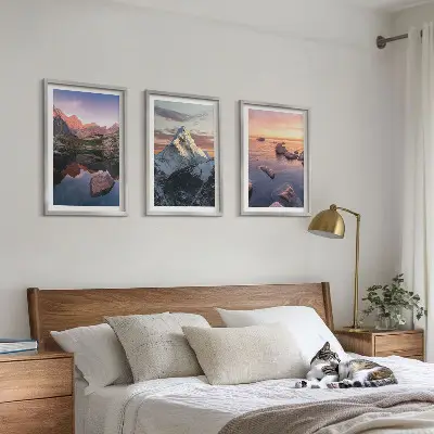 Berglandschaften Bilder-3er-Set mit Rahmen